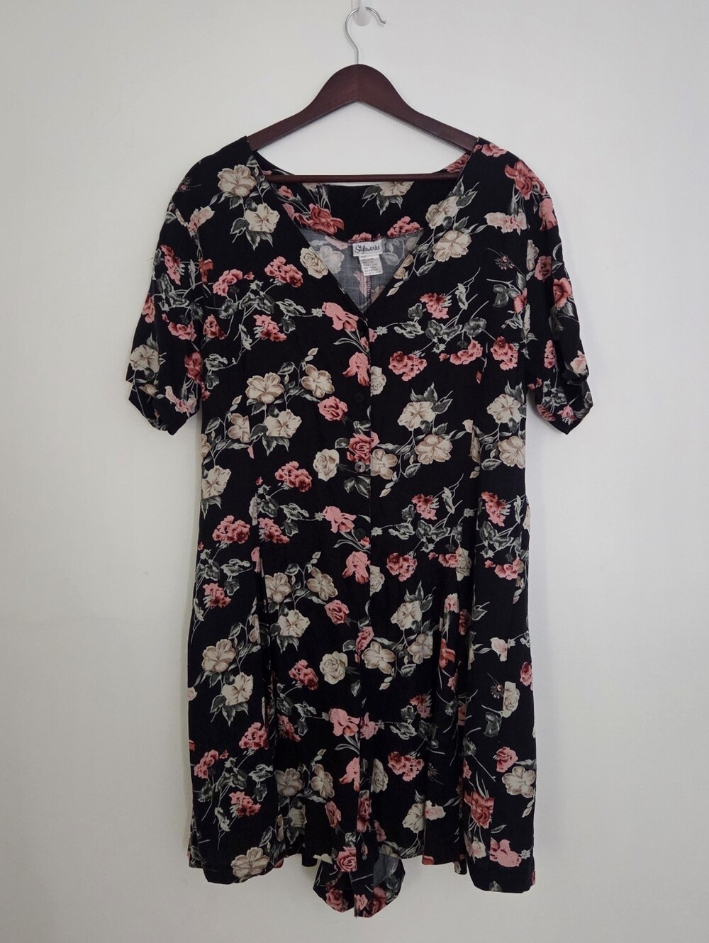 Vintage Black Floral Romper